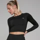 Crop top sans coutures à manches longues MP Shape pour femmes – Noir