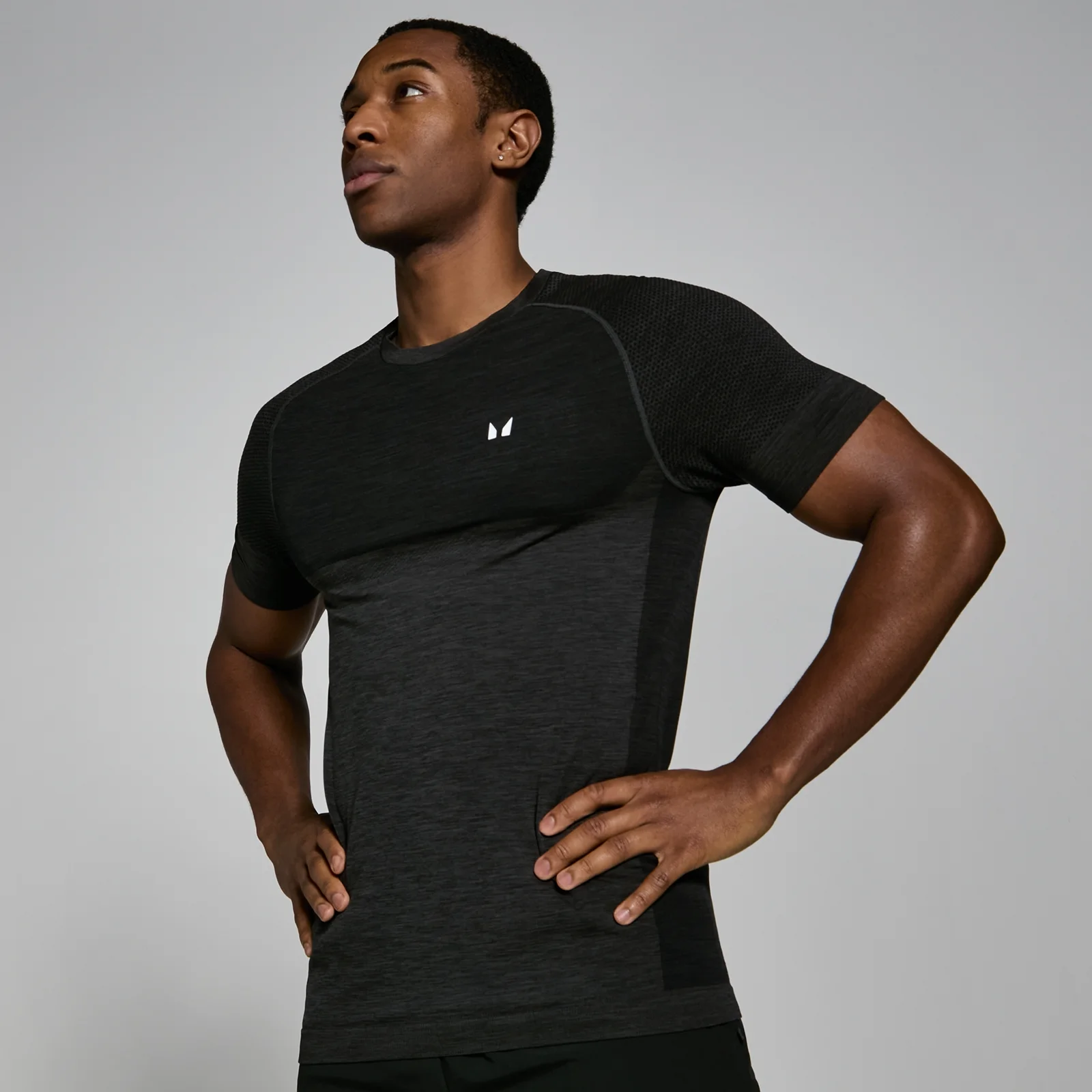 T-shirt sans coutures à manches courtes MP pour hommes – Noir chiné - XSImage1