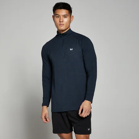 Haut à fermeture éclair ¼ MP Performance pour hommes – Bleu marine chiné