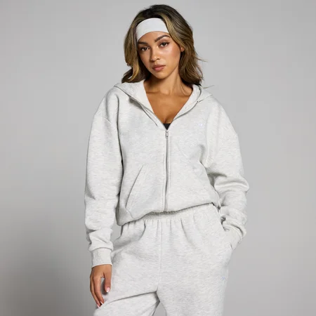 Sweat à capuche zippé MP Basics pour femmes – Gris clair chiné