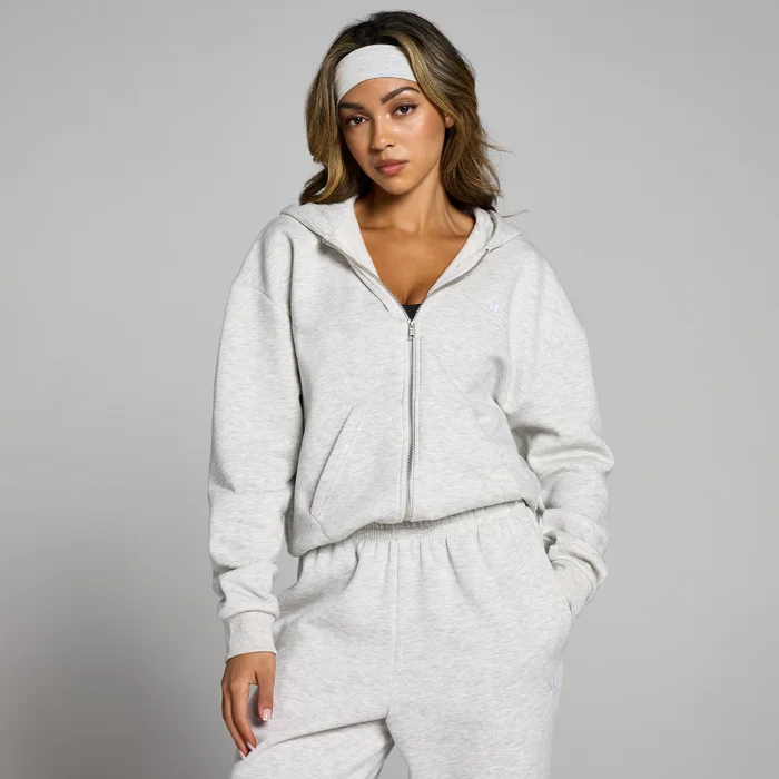 Sweat à capuche zippé MP Basics pour femmes – Gris clair chiné