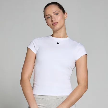 T-shirt moulant à manches courtes MP Basics pour femmes – Blanc