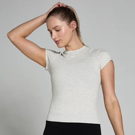 T-shirt moulant à manches courtes MP Basics pour femmes – Gris clair chiné