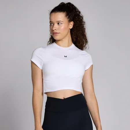 T-shirt court moulant à manches courtes MP Basics pour femmes – Blanc