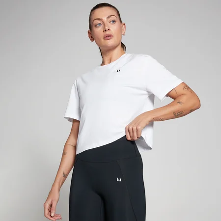 T-shirt court ample à manches courtes MP Basics pour femmes – Blanc