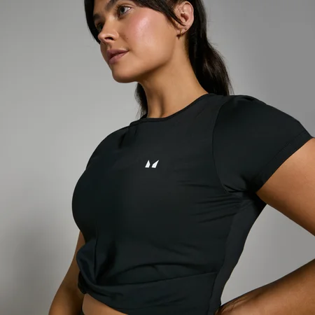 Crop top à manches courtes MP Power pour femmes – Noir