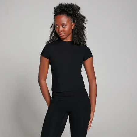 T-shirt moulant à manches courtes MP Tempo pour femmes – Noir