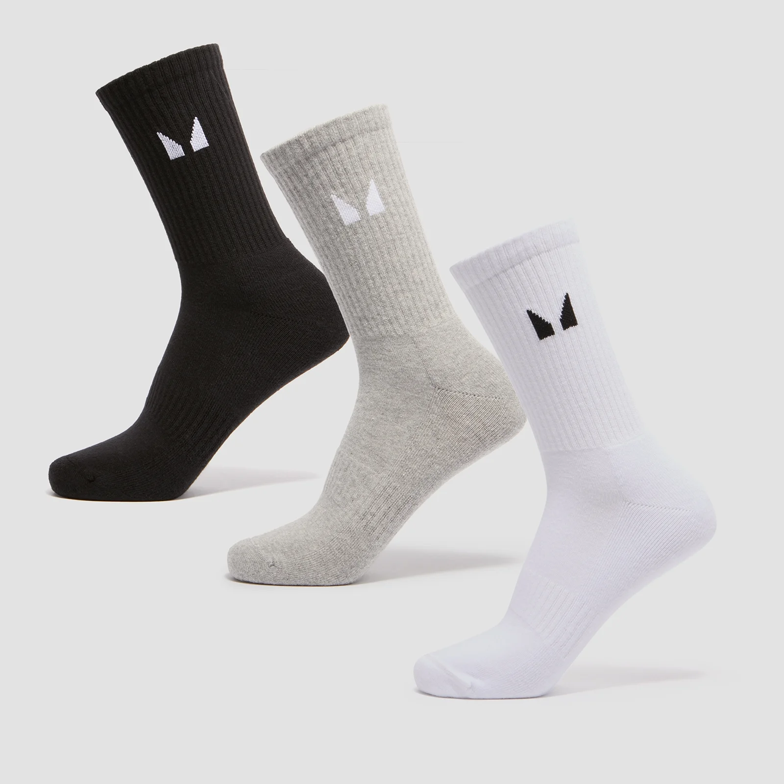 Chaussettes de tennis unisexes MP (lot de 3 paires) – Blanc/Noir/Gris chiné - UK 6-8Image1