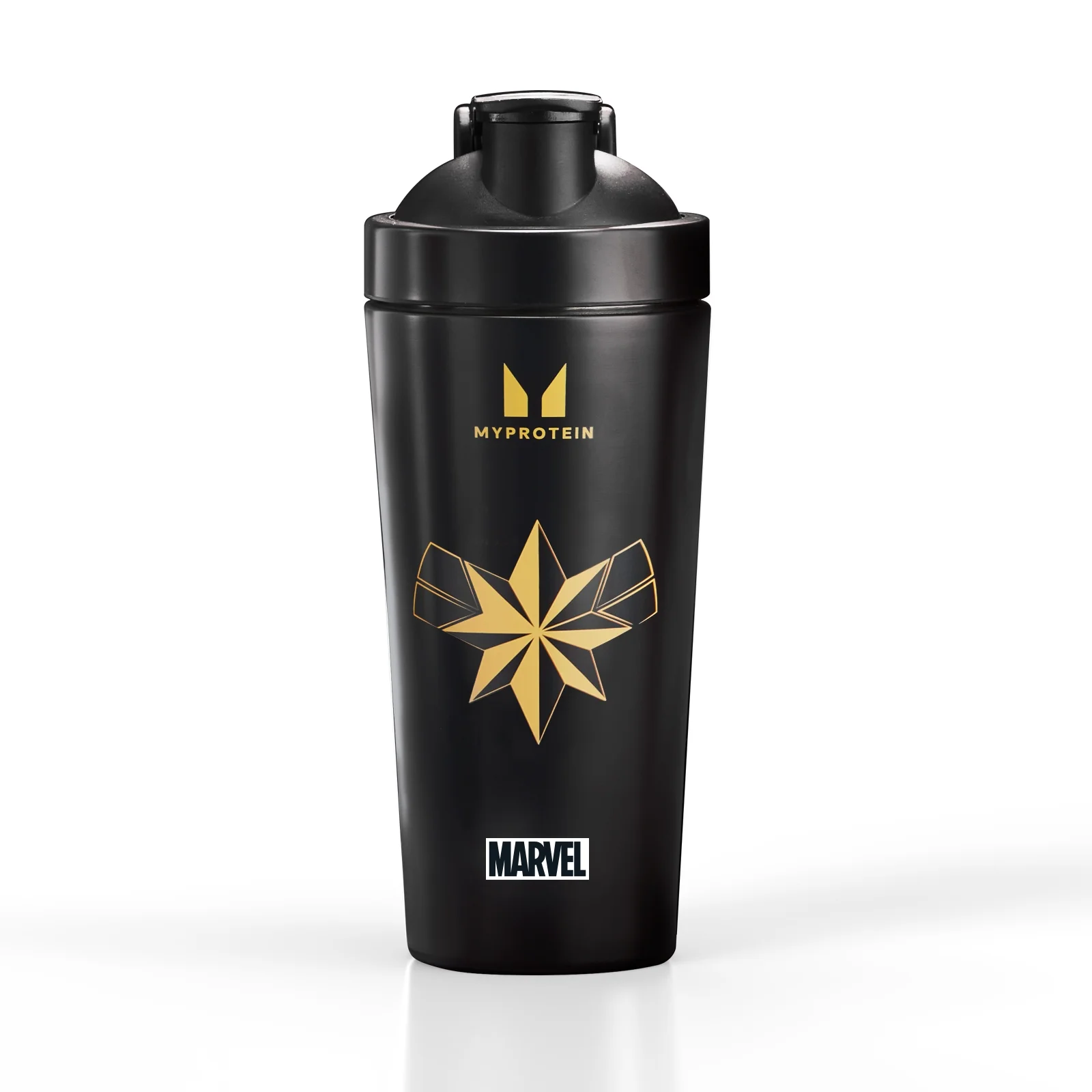 Shaker Captain Marvel en acier inoxydable recyclé Myprotein – NoirImage1