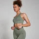 Brassière asymétrique côtelée sans coutures MP Tempo pour femmes – Vert mousse