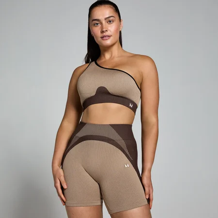 Brassière côtelée sans coutures MP Contrast pour femmes – Cachemire/Espresso