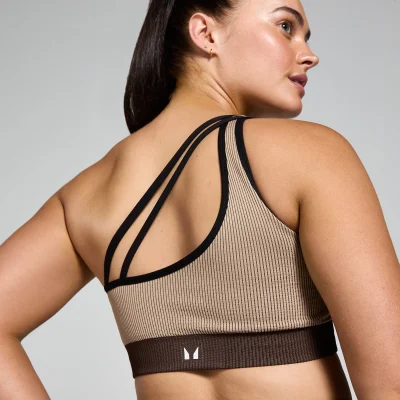 Brassière côtelée sans coutures MP Contrast pour femmes – Cachemire/Espresso - XLImage6