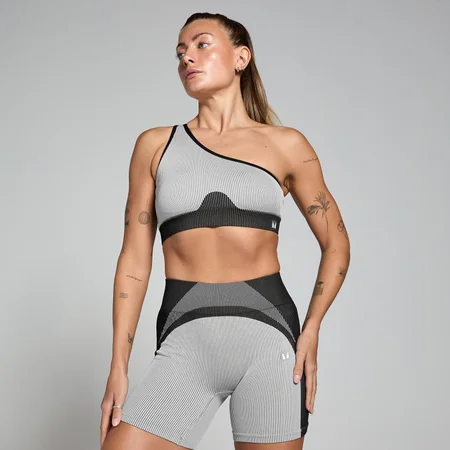 Brassière côtelée sans coutures MP Contrast pour femmes – Noir/Gris