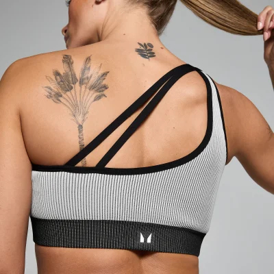 Brassière côtelée sans coutures MP Contrast pour femmes – Noir/Gris - XLImage6