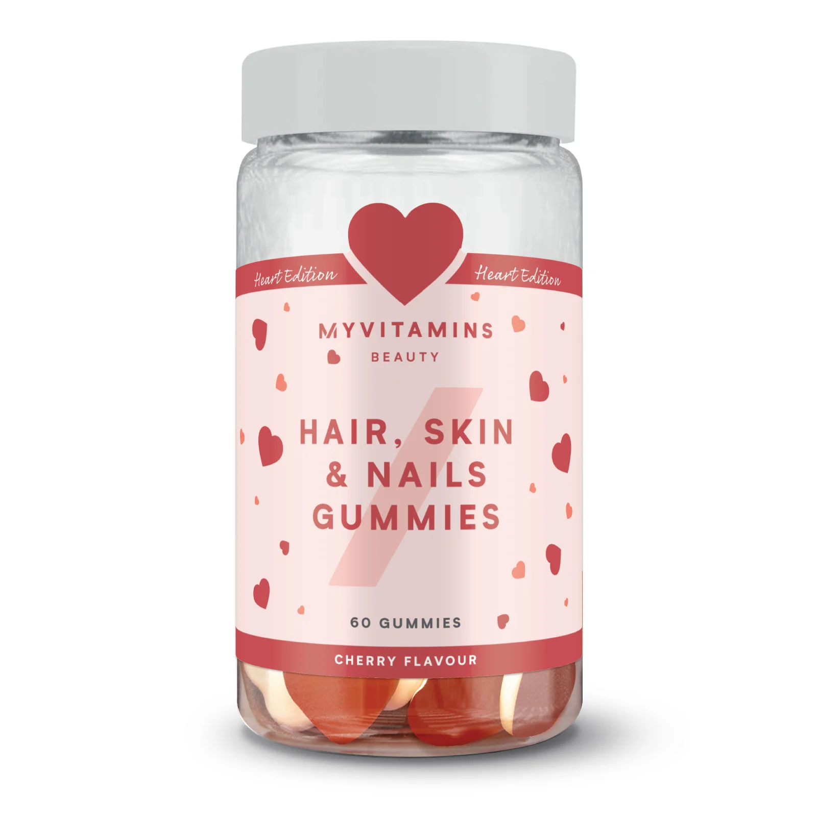 Pastilles gélifiées Cheveux, peau et ongles – Cœur à deux couches - 60gommes à mâcher - CeriseImage1