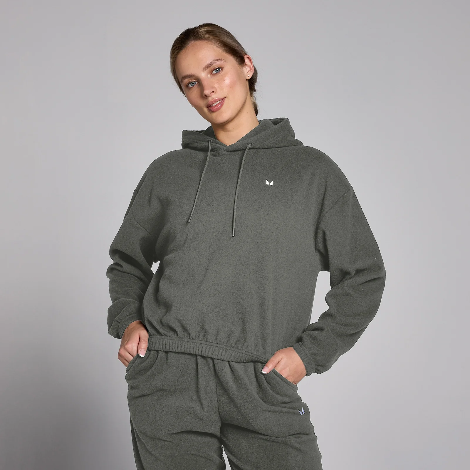 Sweat à capuche en polaire MP pour femmes – Gris acier - LImage1