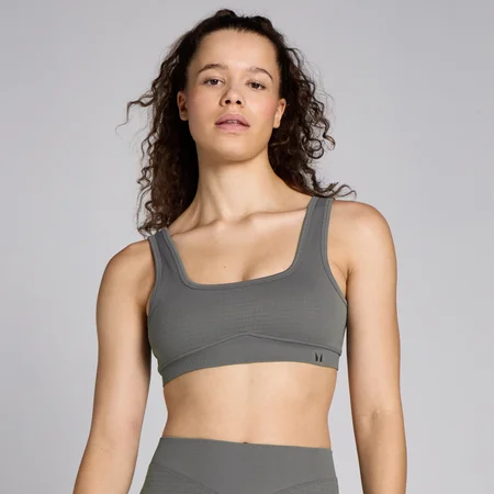 Brassière de sport gaufrée sans coutures MP Lifestyle pour femmes – Gris acier