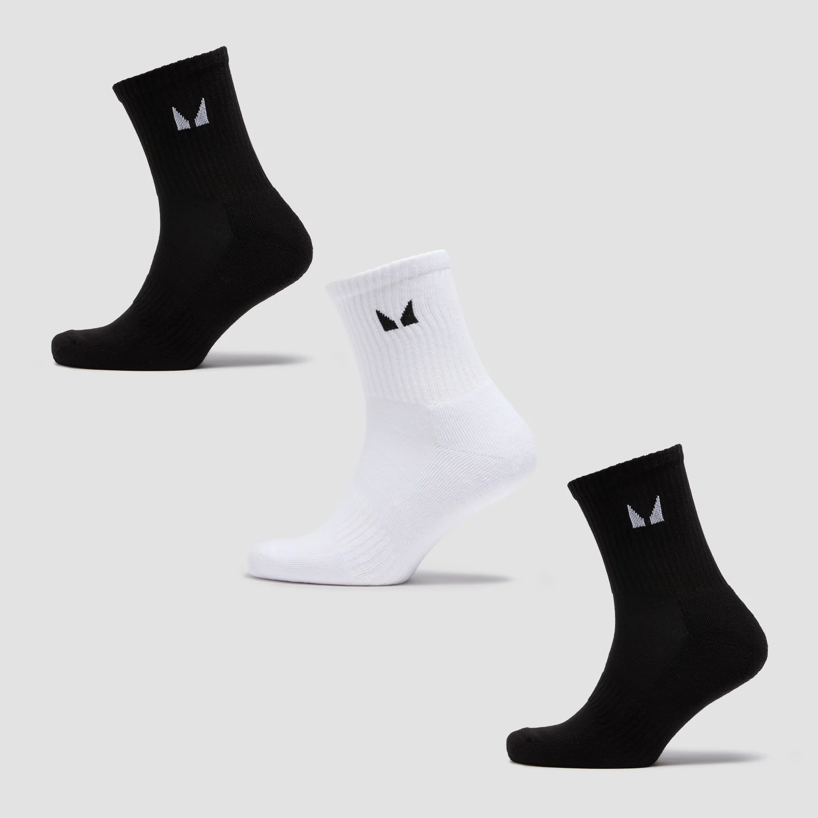 MP Unisex Crew Socks (3 Pack) - Black/White - UK 6-8Image1