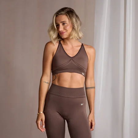 Brassière sans coutures à col en V MP pour femmes – Café
