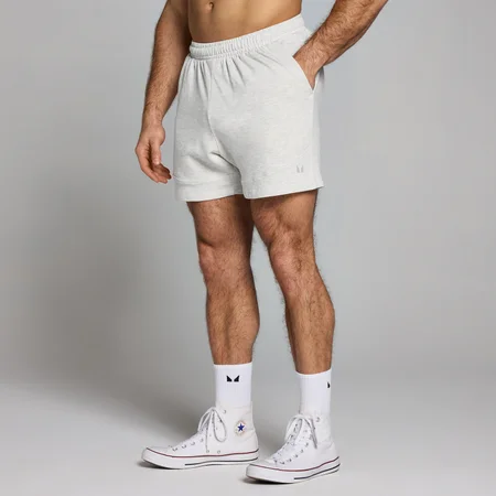 Short d’entraînement graphique délavé MP Origin pour hommes – Gris chiné