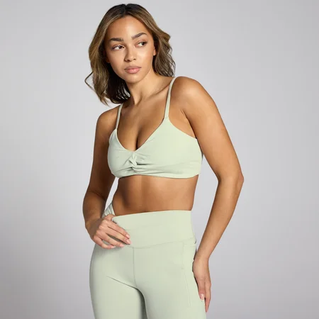 Brassière de sport torsadée sur le devant MP Lifestyle pour femmes – Vert minéral