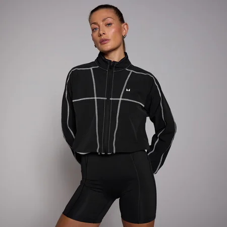 Coupe-vent court à coutures contrastées MP Tempo pour femmes – Noir