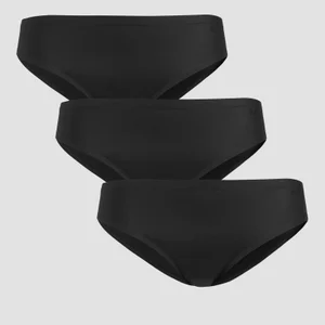 MP Women's Mid Rise No VPL Bikini Brief (3 Pack) - Black - Size M