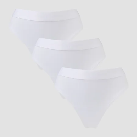 String taille mi-haute MP pour femmes (lot de 3) – Blanc