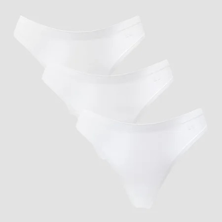 String discret taille mi-haute MP pour femmes (lot de 3) – Blanc