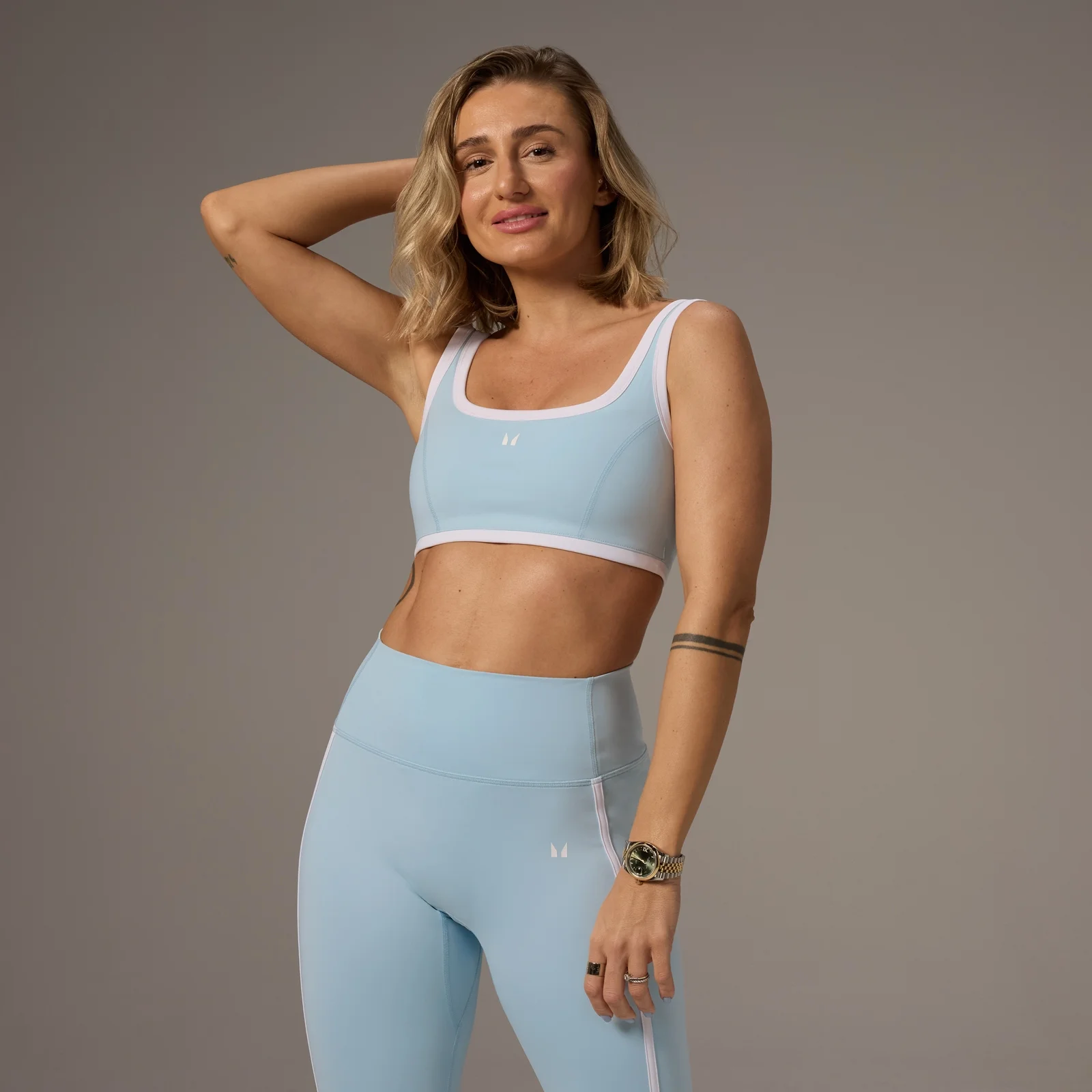 Brassière de sport à encolure carrée contrastée MP X Tatiana – Aqua clair - XSImage1