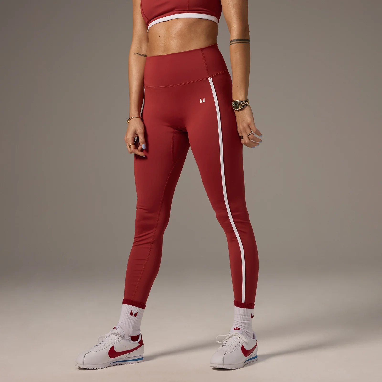 Legging à rayures contrastées MP X Tatiana – Rouille délavé - XSImage1