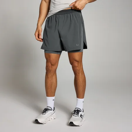 Short 2-en-1 avec entrejambe de 13 cm MP Velocity pour hommes – Gris foncé