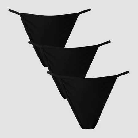 String échancré taille mi-haute MP pour femmes (lot de 3) – Noir