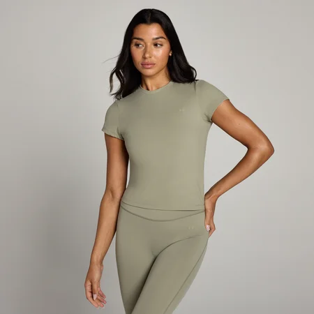 T-shirt moulant à manches courtes MP Tempo pour femmes – Vert kaki clair
