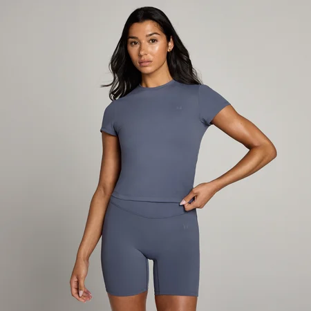T-shirt moulant à manches courtes MP Tempo pour femmes – Bleu anthracite