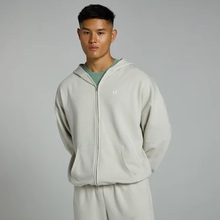 Sweat à capuche zippé MP Tempo pour hommes – Cendre