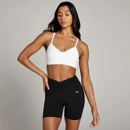 Brassière de sport à fronces sur le devant MP Tempo pour femmes – Blanc