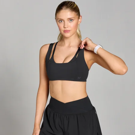 Brassière de sport double épaisseur MP Tempo pour femmes – Noir