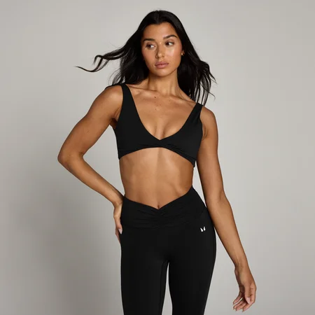 Brassière de sport torsadée sur le devant MP Tempo pour femmes – Noir