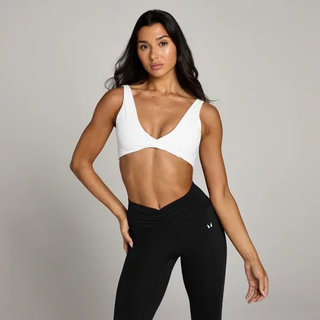 Brassière de sport torsadée sur le devant MP Tempo pour femmes – Blanc