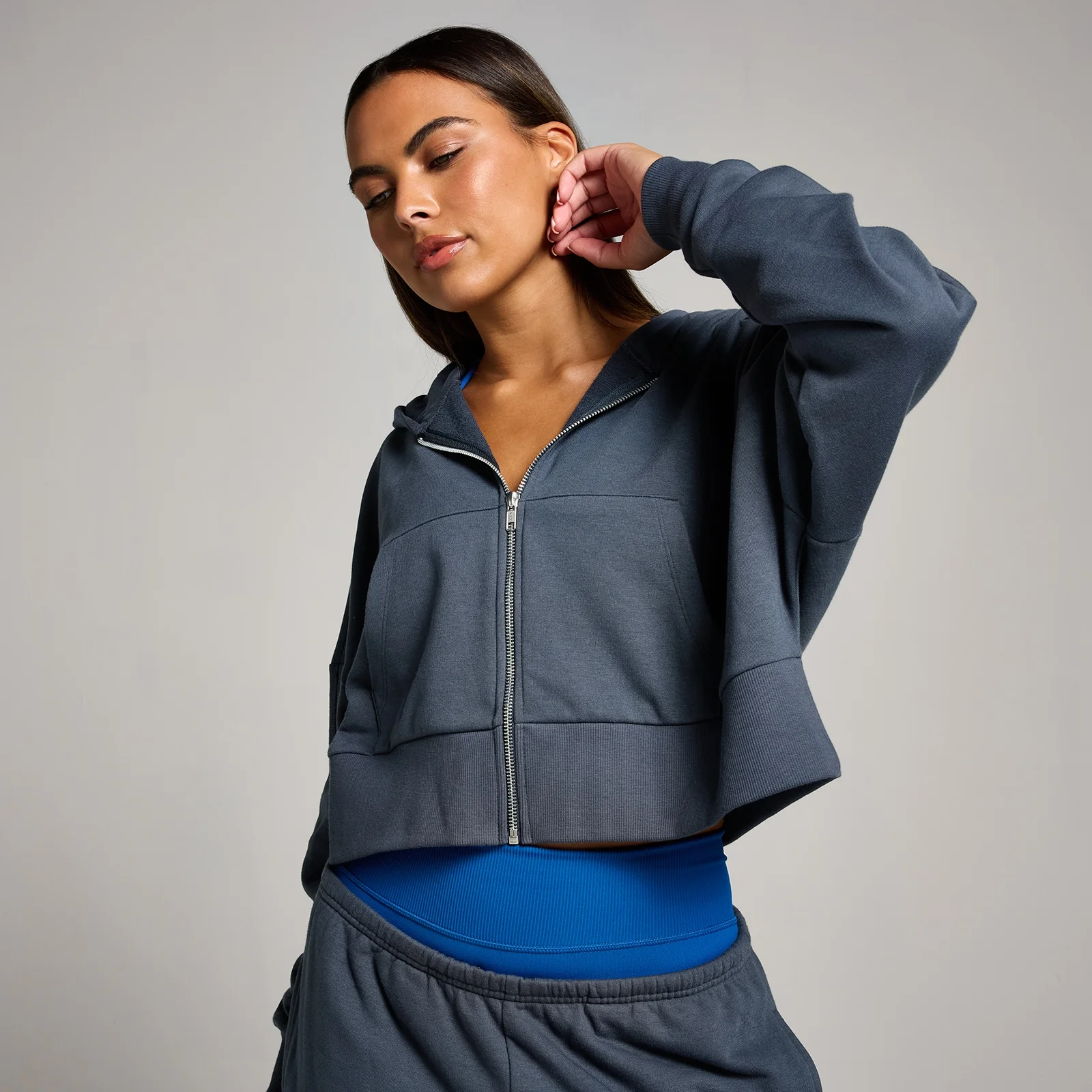 Sweat à capuche court zippé MP Tempo pour femmes – Bleu nuit - MImage1