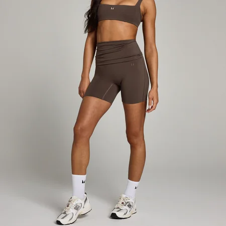 Short à ceinture rabattable MP Studio pour femmes – Chocolat