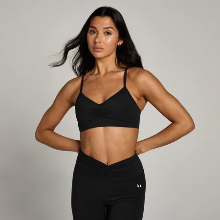 Brassière de sport à fronces sur le devant MP Tempo pour femmes – Noir