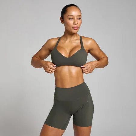 Brassière de sport torsadée à l’arrière MP Tempo pour femmes – Gris nuit