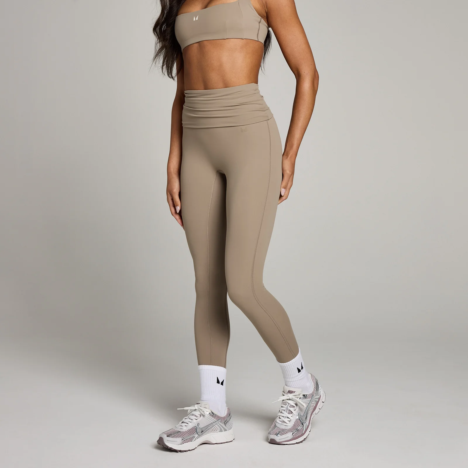 Legging à ceinture rabattable MP Studio pour femmes – Taupe clair - MImage1