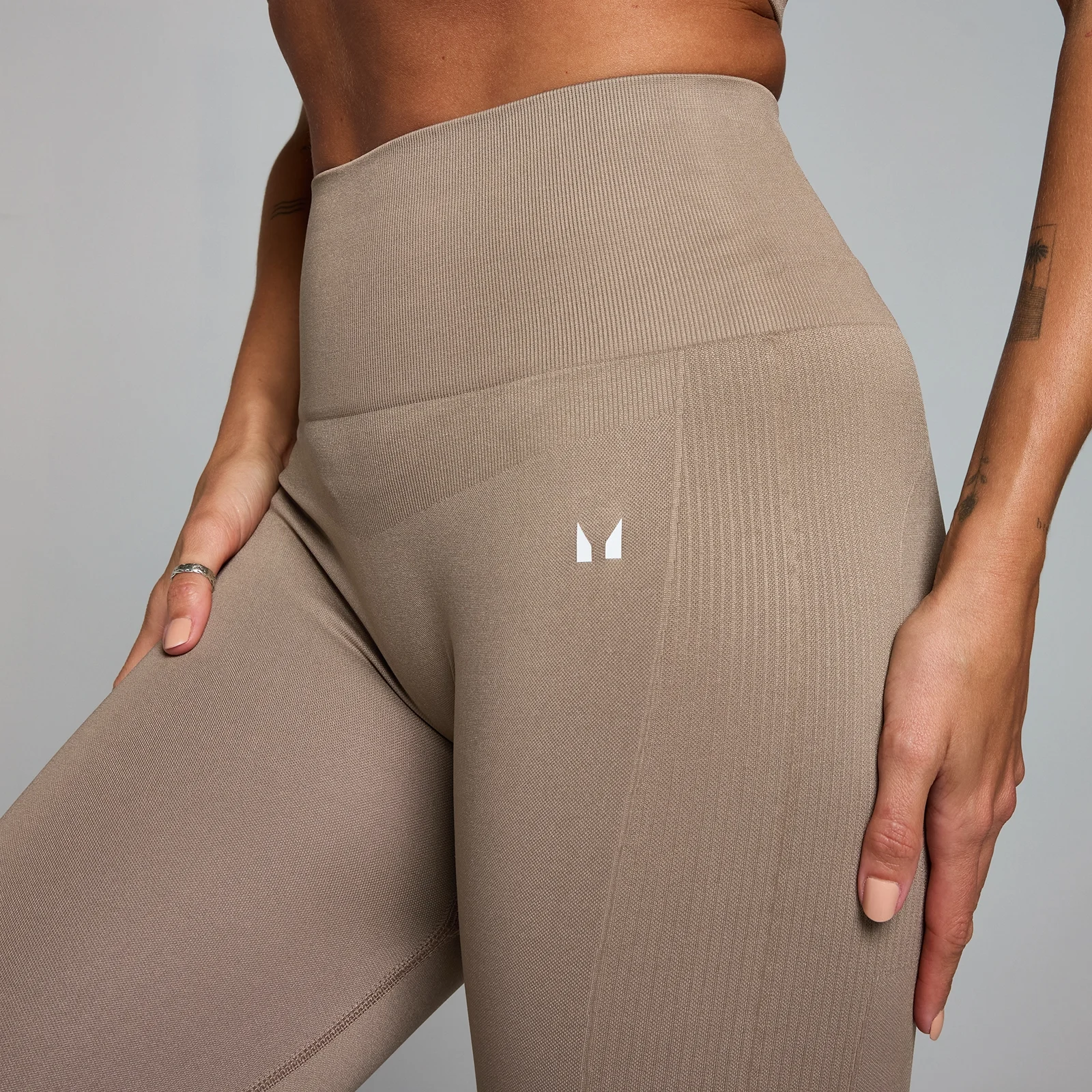 Legging En Cuir Synthétique GLÖÖP Pour Femme - Taille Haute, Effet Brillant, Couleur Beige, Taille S