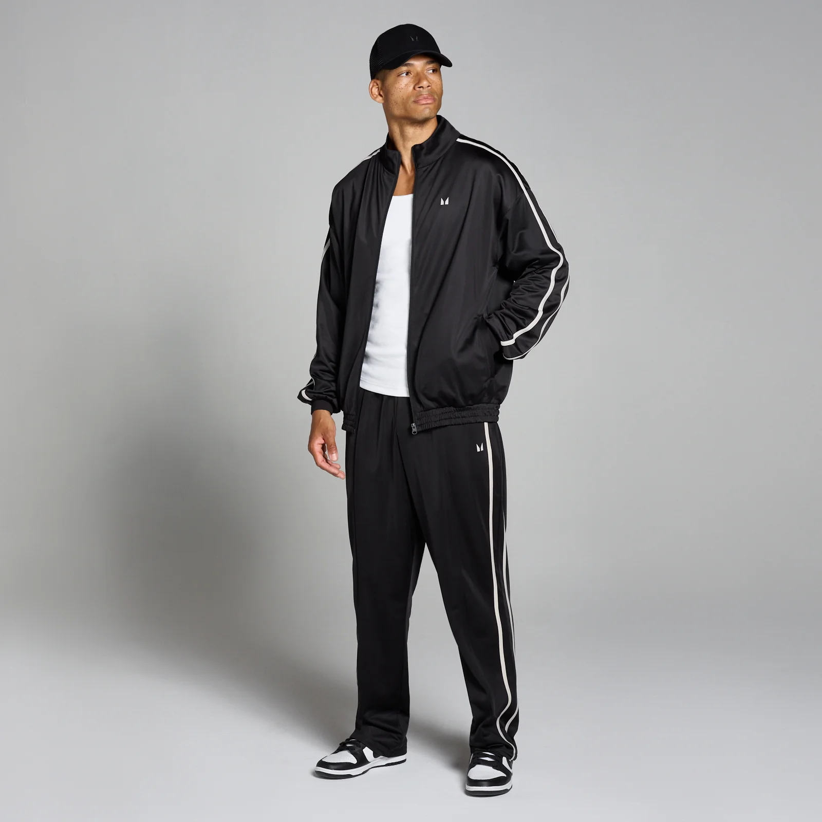 Veste De Survêtement Homme Coton Col Montant - Coupe Ajustée Noire Grandes Tailles XL à 5XL