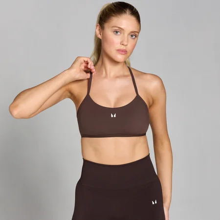 Brassière de sport à bretelles dans le dos Tempo pour femmes – Chocolat