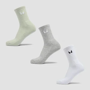 Chaussettes de tennis unisexes MP (lot de 3 paires) – Gris/Matcha/Blanc - Size UK 9-11