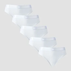 Culotte de style bikini taille mi-haute MP pour femmes (lot de 5) – Blanc - Size M